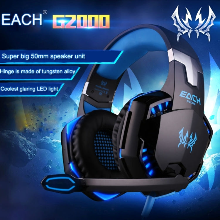 EACH G2000 Over-ear Stereo Bass Gaming Headset with Mic & LED Light for Computer, Cable Length: 2.2m(Orange) - Multimedia Headset by KOTION EACH | Online Shopping UK | buy2fix