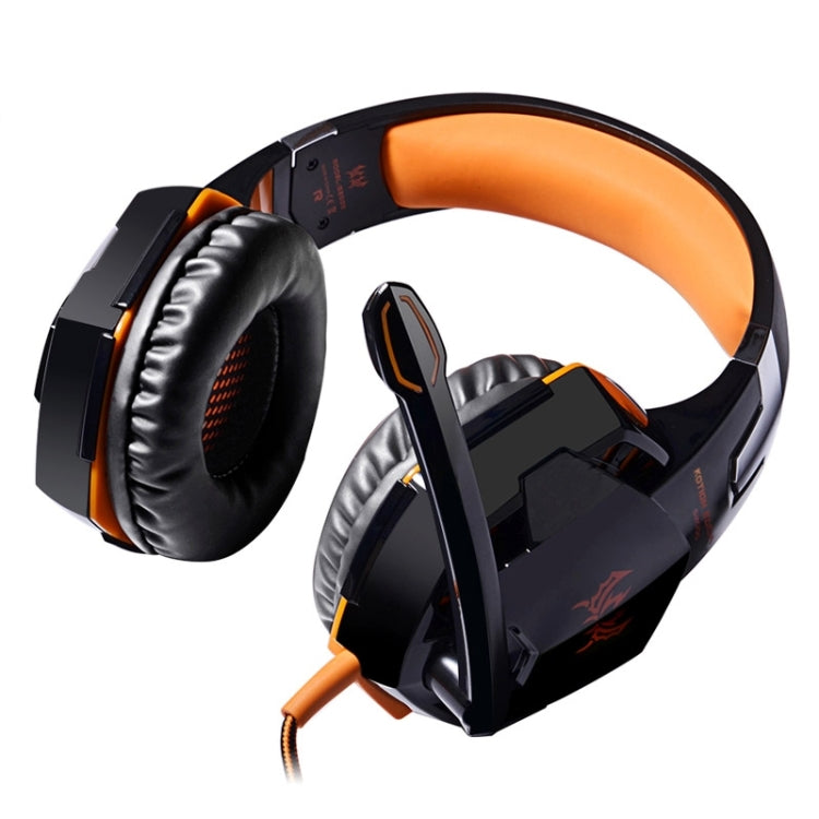 EACH G2000 Over-ear Stereo Bass Gaming Headset with Mic & LED Light for Computer, Cable Length: 2.2m(Orange) - Multimedia Headset by KOTION EACH | Online Shopping UK | buy2fix