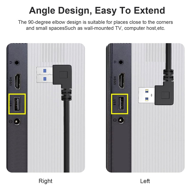 1m USB-C / Type-C 3.1 Male to USB 3.0 90 Degree Left Turn Adapter Cable(Black) - USB-C & Type-C Cable by buy2fix | Online Shopping UK | buy2fix