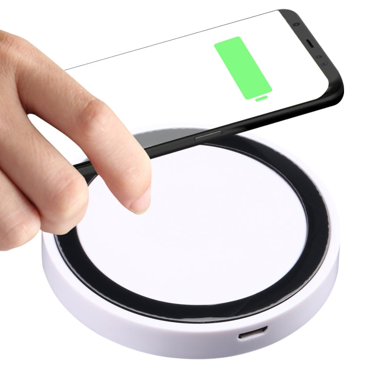 Universal QI Standard Round Wireless Charging Pad (White + Black) - Wireless Charger by buy2fix | Online Shopping UK | buy2fix
