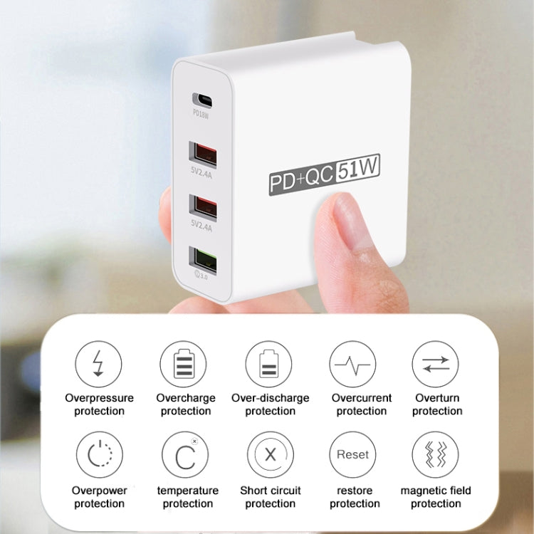 WLX-A6 4 Ports Quick Charging USB Travel Charger Power Adapter, UK Plug - USB Charger by buy2fix | Online Shopping UK | buy2fix