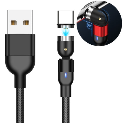2m 2A Output USB to USB-C / Type-C Nylon Braided Rotate Magnetic Charging Cable(Black) - Mobile Accessories by buy2fix | Online Shopping UK | buy2fix