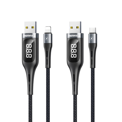 REMAX RC-096i Leader 1.2m 2.1 USB to 8 Pin Intelligent Digital Display Aluminum Alloy Braid Fast Charging Data Cable - Normal Style Cable by REMAX | Online Shopping UK | buy2fix