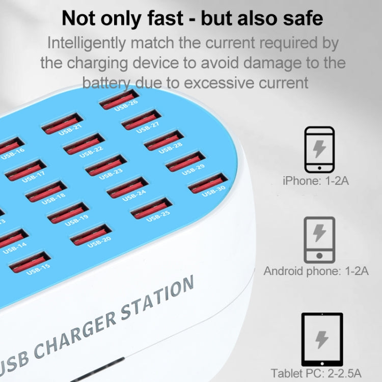 830 180W 30 USB Ports Multifunction Smart Charger Station AC100-240V, US Plug (White) - Multifunction Charger by buy2fix | Online Shopping UK | buy2fix