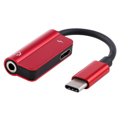 2 in 1 Cable Fast Charge Type-C Male to Type-C Female + 3.5mm Female Jack Headphone Adapter Converter, Supports Audio and Charging, Length: 12cm(Red) - Type-C Adapter by buy2fix | Online Shopping UK | buy2fix