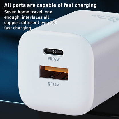 WK WP-U140 33W Power Series USB+USB-C/Type-C Fast Charger, Specifications: US Plug(White) - USB Charger by WK | Online Shopping UK | buy2fix