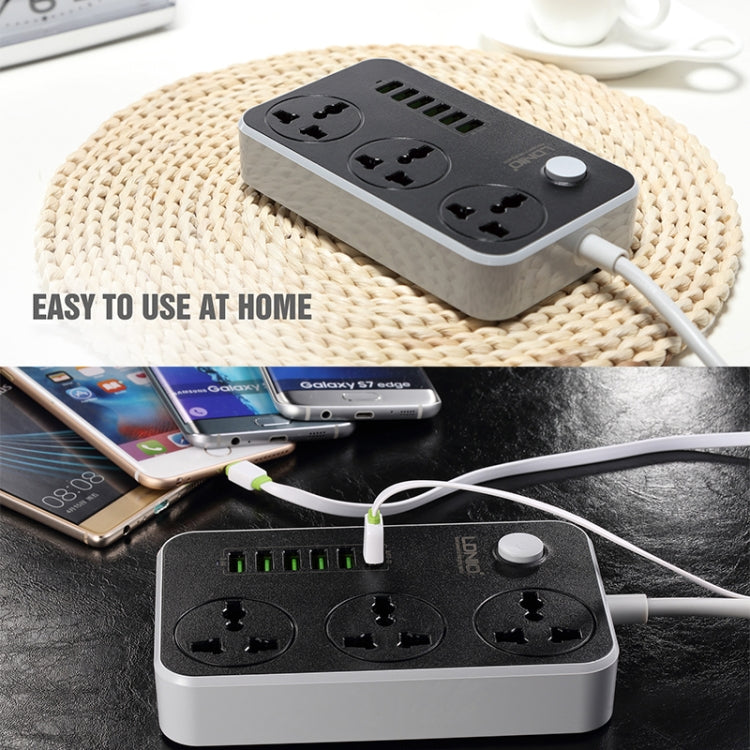 LDNIO SC3604 6 x USB Ports Multi-function Travel Home Office Socket, Cable Length: 2m, EU Plug - Extension Socket by LDNIO | Online Shopping UK | buy2fix