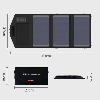 ALLPOWERS Solar Battery Charger Portable 5V 15W Dual USB+ Type-C Portable Solar Panel Charger Outdoors Foldable Solar Panel - Charger by buy2fix | Online Shopping UK | buy2fix