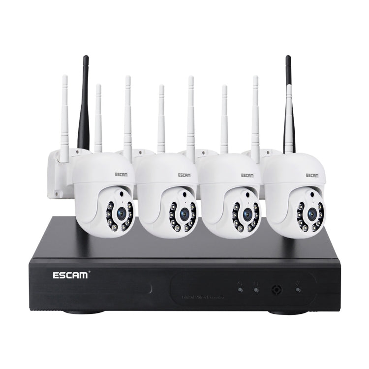 ESCAM WNK714 3.0 Million Pixels 4-channel HD Dome Camera NVR Wireless Monitoring Kit, EU Plug - Video Recorder Kit by ESCAM | Online Shopping UK | buy2fix