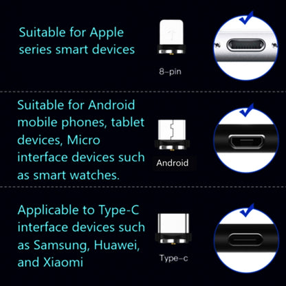 3 in 1 USB to 8 Pin + Type-C / USB-C + Micro USB Magnetic Absorption Colorful Streamer Charging Cable, Length: 1m(Green Light) - Apple Accessories by buy2fix | Online Shopping UK | buy2fix