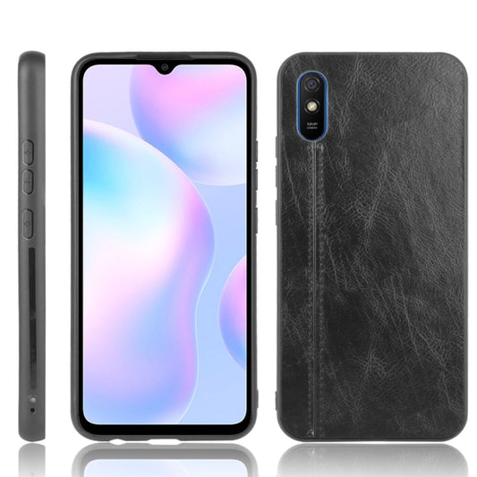 For Xiaomi Redmi 9A Shockproof Sewing Cow Pattern Skin PC + PU + TPU Case(Black) - Xiaomi Cases by buy2fix | Online Shopping UK | buy2fix