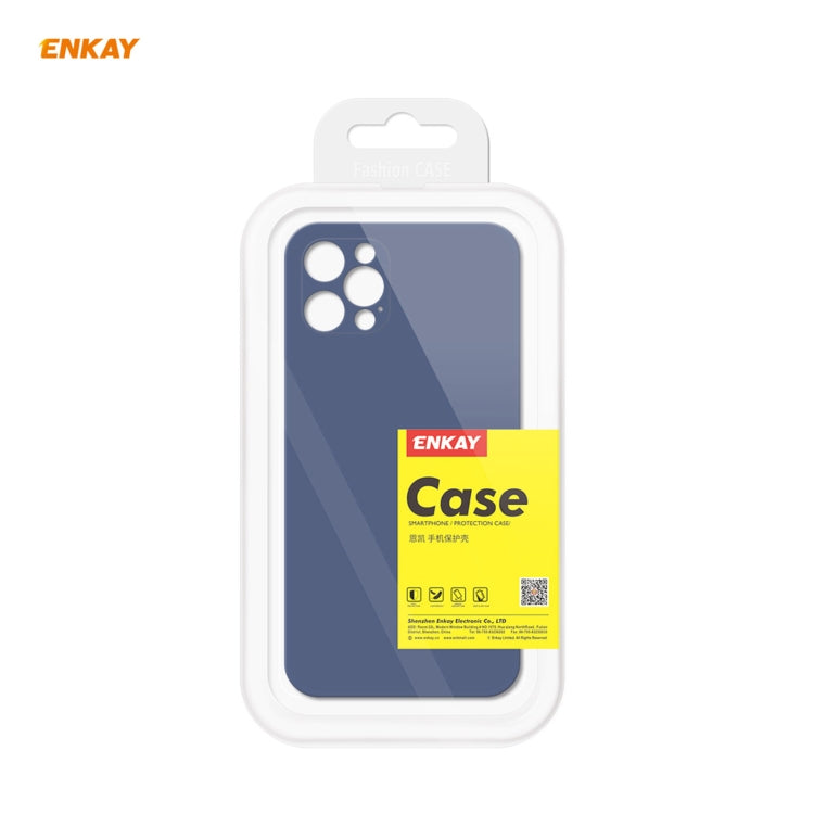 For iPhone 12 Pro Hat-Prince ENKAY ENK-PC069 Liquid Silicone Straight Edge Shockproof Protective Case(Navy Blue) - iPhone 12 / 12 Pro Cases by ENKAY | Online Shopping UK | buy2fix