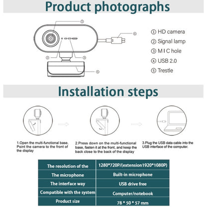 C7 1080PHD Autofocus 360-Degrees Rotation Lens Live Broadcast USB Driver-free WebCamera with Mic - Computer & Networking by buy2fix | Online Shopping UK | buy2fix