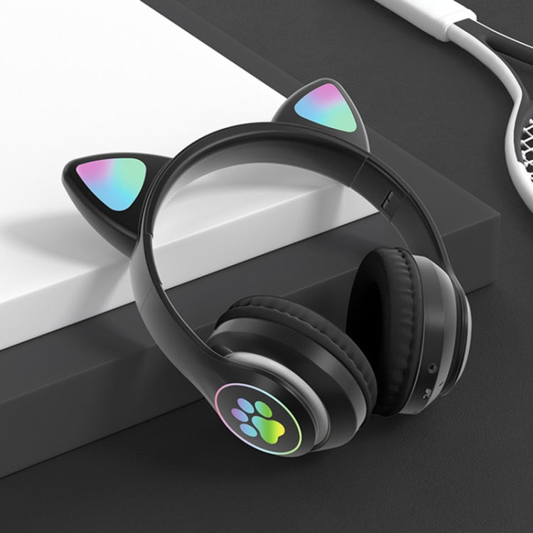 T&G TN-28 3.5mm Bluetooth 5.0 Dual Connection RGB Cat Ear Bass Stereo Noise-cancelling Headphones Support TF Card With Mic(Black) - Headset & Headphone by T&G | Online Shopping UK | buy2fix