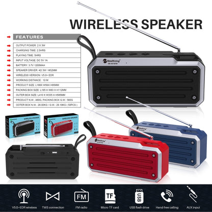 NewRixing NR4018FM TWS Portable Stereo Bluetooth Speaker, Support TF Card / FM / 3.5mm AUX / U Disk / Hands-free Call(Black) - Mini Speaker by New Rixing | Online Shopping UK | buy2fix