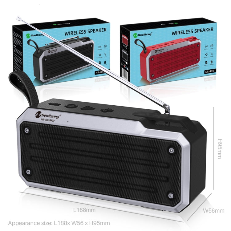 NewRixing NR4018FM TWS Portable Stereo Bluetooth Speaker, Support TF Card / FM / 3.5mm AUX / U Disk / Hands-free Call(Black) - Mini Speaker by New Rixing | Online Shopping UK | buy2fix