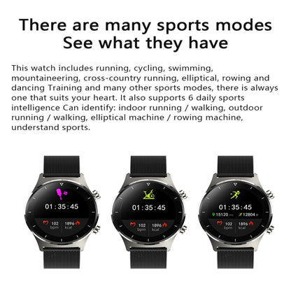 E13 1.28 inch IPS Color Screen Smart Watch, IP68 Waterproof, Leather Watchband, Support Heart Rate Monitoring/Blood Pressure Monitoring/Blood Oxygen Monitoring/Sleep Monitoring(Black) - Smart Wear by buy2fix | Online Shopping UK | buy2fix