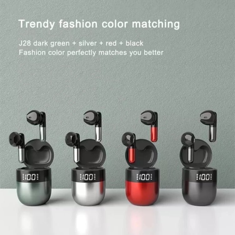 J28 TWS Wireless Bluetooth Earphones LED Digital Display HIFI Music Sport Earphone(Red) - TWS Earphone by buy2fix | Online Shopping UK | buy2fix