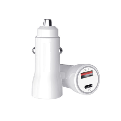 P21 PD 20W USB-C / Type-C + QC3.0 18W USB Fast Car Charger with USB to 8 Pin Data Cable Set(White) - In Car by buy2fix | Online Shopping UK | buy2fix