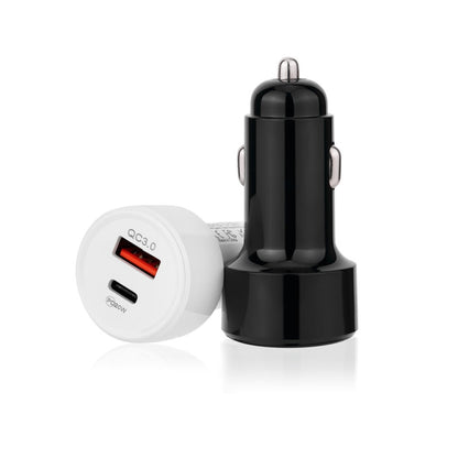 TE-P31 PD 20W USB-C / Type-C + QC3.0 18W USB Fast Car Charger(White) - Car Charger by buy2fix | Online Shopping UK | buy2fix