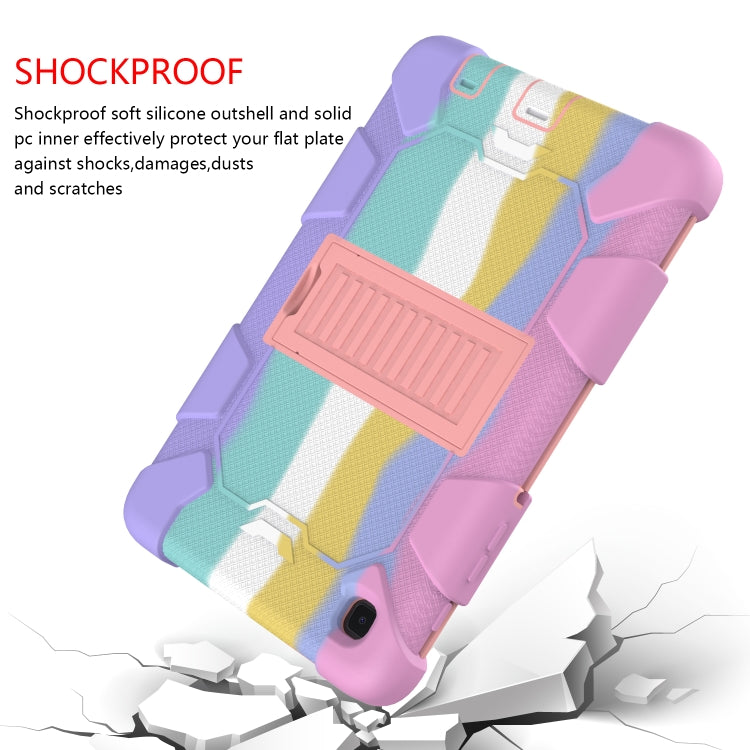 For Samsung Galaxy Tab A7 Lite T220 / T225 Two-Color Robot Shockproof Silicone + PC Protective Case with Holder(Rainbow+Rose Gold) - Samsung Accessories by buy2fix | Online Shopping UK | buy2fix