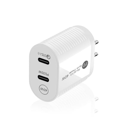 40W Dual Port PD / Type-C Fast Charger for iPhone / iPad Series, US Plug(White) - Apple Accessories by buy2fix | Online Shopping UK | buy2fix