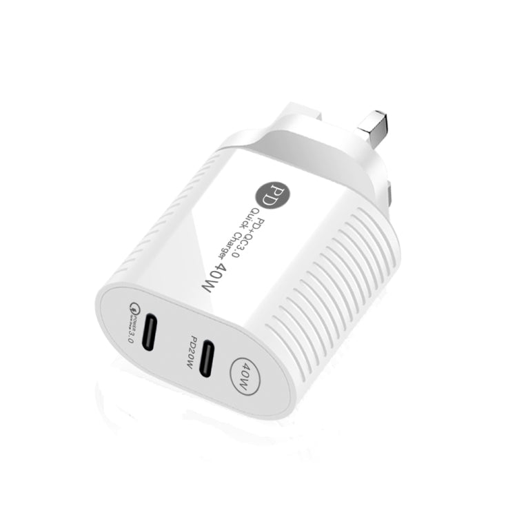 40W Dual Port PD / Type-C Fast Charger for iPhone / iPad Series, UK Plug(White) - Apple Accessories by buy2fix | Online Shopping UK | buy2fix