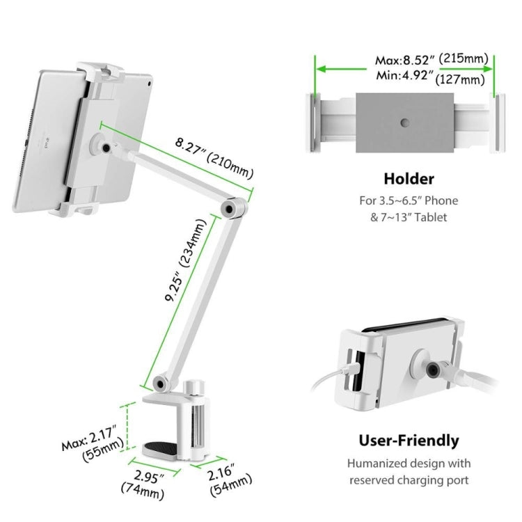 AP-7LC 360 Degree Rotating Adjustable Lifting Long Arm Lazy Bedside Desktop Tablets Phones Holder - Lazy Bracket by buy2fix | Online Shopping UK | buy2fix