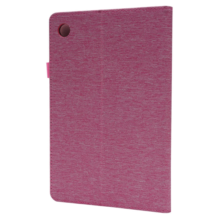 For Samsung Galaxy Tab A8 10.5 2021 Horizontal Flip Fabric PU Leather Tablet Case with Card Slots & Holder(Rose Red) - Samsung Accessories by buy2fix | Online Shopping UK | buy2fix