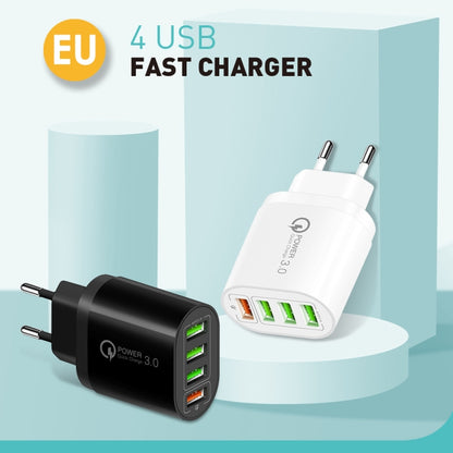 QC-04 QC3.0 + 3 x USB2.0 Multi-ports Charger with 3A USB to Type-C Data Cable, EU Plug(White) - Mobile Accessories by buy2fix | Online Shopping UK | buy2fix