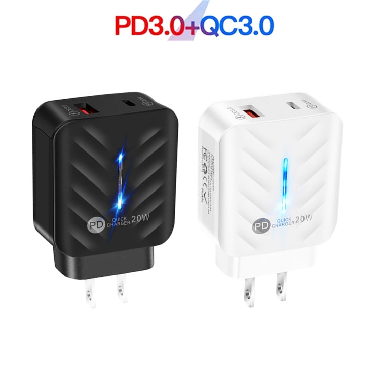 PD03 20W PD3.0 + QC3.0 USB Charger with USB to Type-C Data Cable, US Plug(White) - Mobile Accessories by buy2fix | Online Shopping UK | buy2fix