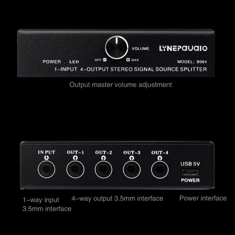 1 In 4 Out Audio Frequency Signal Splitter Distribute Device, Non Consumption, 3.5mm Interface Output - Consumer Electronics by buy2fix | Online Shopping UK | buy2fix