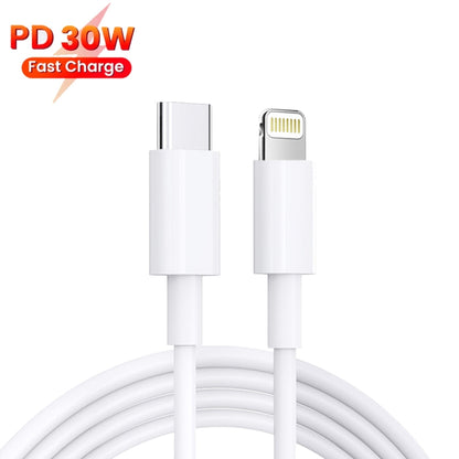 PD 35W Dual USB-C / Type-C Ports Charger with 1m Type-C to 8 Pin Data Cable, UK Plug - Apple Accessories by buy2fix | Online Shopping UK | buy2fix