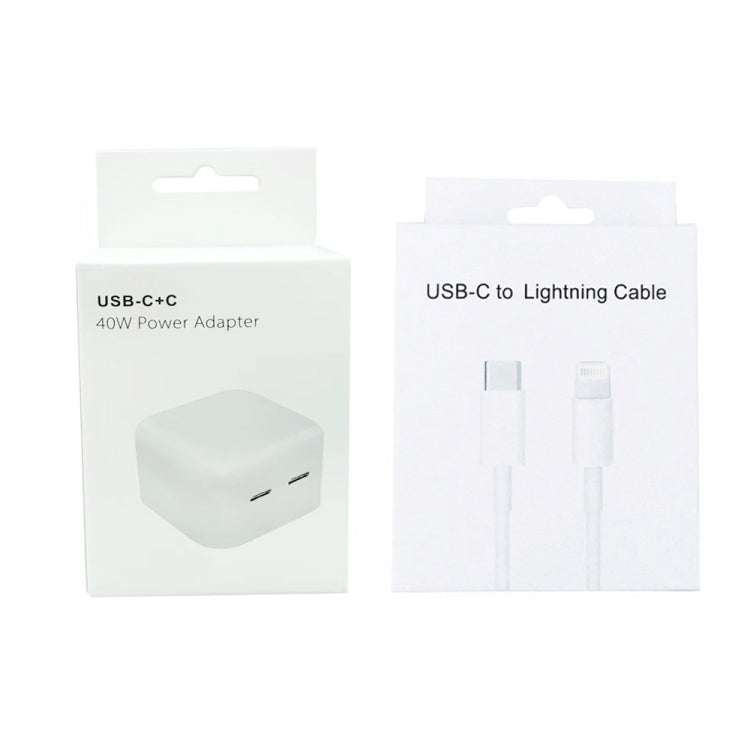 SDC-40W Dual PD USB-C / Type-C Ports Charger with 2m Type-C to 8 Pin Cable, AU Plug - Apple Accessories by buy2fix | Online Shopping UK | buy2fix