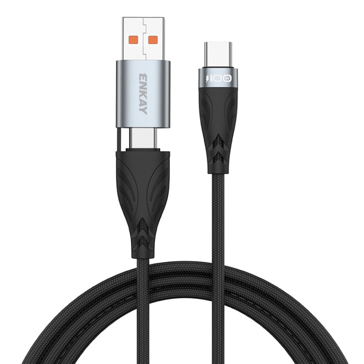 ENKAY Hat-Prince 2m PD100W 2 in 1 USB 3.0 / Type-C to Type-C 6A Super Fast Charging Data Cable - USB-C & Type-C Cable by ENKAY | Online Shopping UK | buy2fix