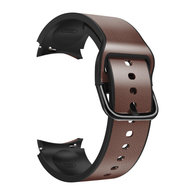 For Samsung Galaxy Watch 4 Classic 46mm Silicone Adhesive Leather Watch Band(Dark Brown) - Watch Bands by buy2fix | Online Shopping UK | buy2fix