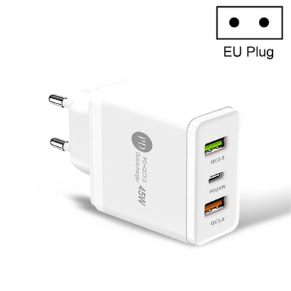 45W PD3.0 + 2 x QC3.0 USB Multi Port Quick Charger, EU Plug(White) - USB Charger by buy2fix | Online Shopping UK | buy2fix