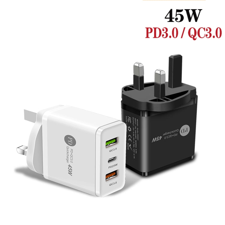 45W PD3.0 + 2 x QC3.0 USB Multi Port Quick Charger, UK Plug(White) - Apple Accessories by buy2fix | Online Shopping UK | buy2fix