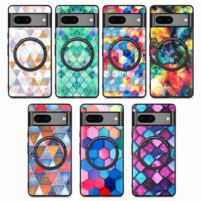 For Google Pixel 7 Colored Drawing Leather Back Cover Magsafe Phone Case(Colorful Cube) - Google Cases by buy2fix | Online Shopping UK | buy2fix