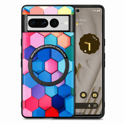 For Google Pixel 7 Pro Colored Drawing Leather Back Cover Magsafe Phone Case(Colorful Cube) - Google Cases by buy2fix | Online Shopping UK | buy2fix