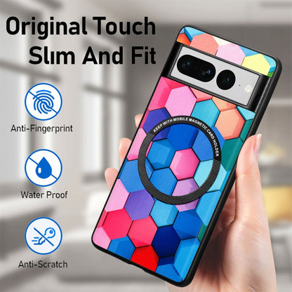 For Google Pixel 7 Pro Colored Drawing Leather Back Cover Magsafe Phone Case(Rhombus Mandala) - Google Cases by buy2fix | Online Shopping UK | buy2fix