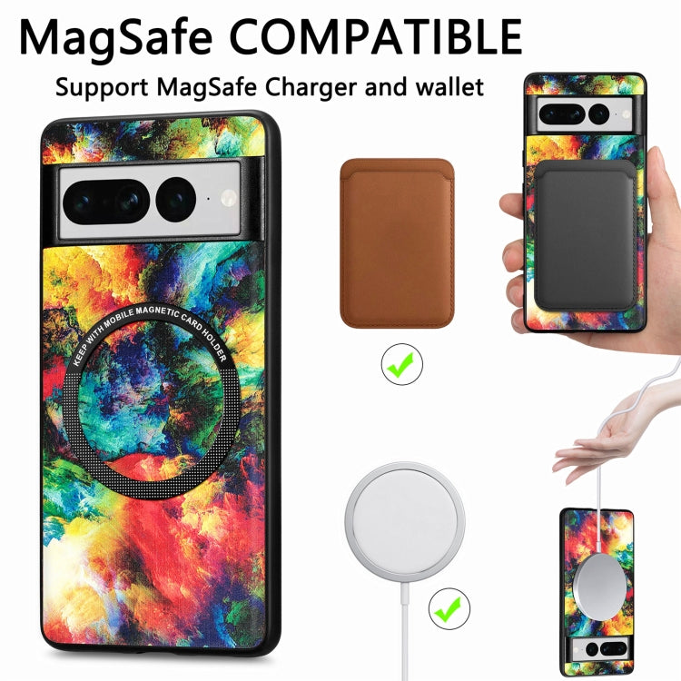 For Google Pixel 7 Pro Colored Drawing Leather Back Cover Magsafe Phone Case(Rhombus Mandala) - Google Cases by buy2fix | Online Shopping UK | buy2fix