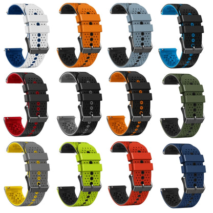For Garmin Forerunner255 22mm Perforated Two-Color Silicone Watch Band(Black+Orange) - Watch Bands by buy2fix | Online Shopping UK | buy2fix