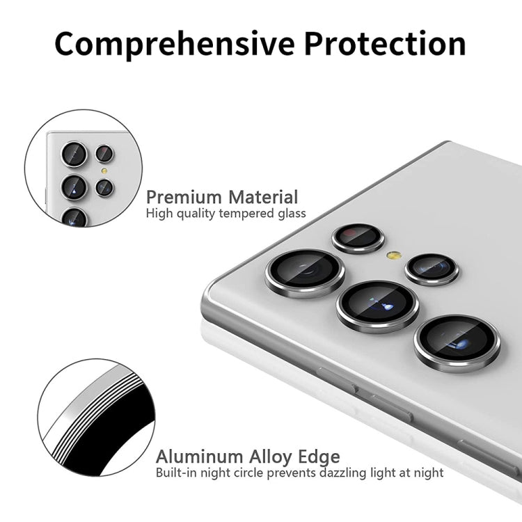 For Samsung Galaxy S23 Ultra 5G ENKAY Rear Lens Aluminium Alloy Tempered Glass Film(Black) - Galaxy S23 Ultra 5G Tempered Glass by ENKAY | Online Shopping UK | buy2fix
