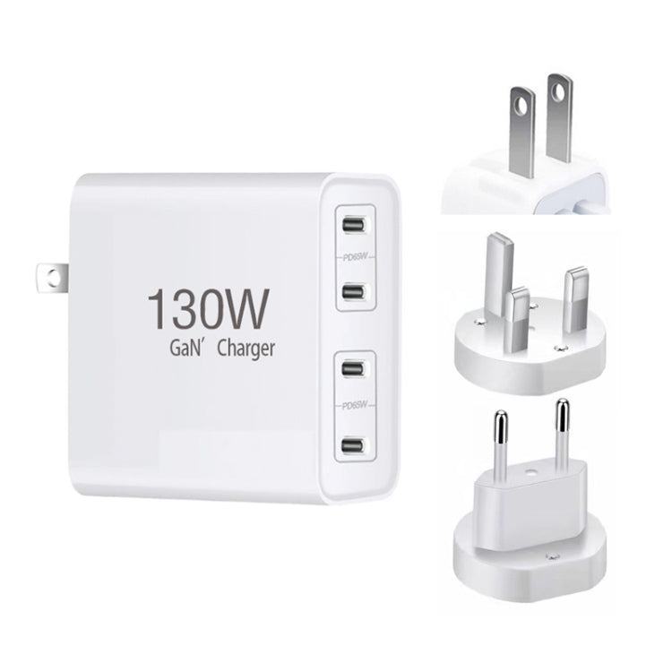 130W USB-C/Type-C Four Port GaN Charger with 2m USB-C/Type-C to USB-C/Type-C Data Cable Set EU / UK / AU / US Plug - Cable & Adapter by buy2fix | Online Shopping UK | buy2fix