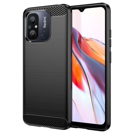 For Xiaomi Redmi 12C Brushed Texture Carbon Fiber TPU Phone Case(Black) - Xiaomi Cases by buy2fix | Online Shopping UK | buy2fix