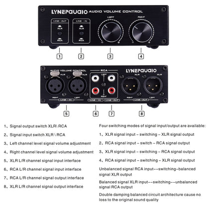 2 In and 2 Out Switcher Volume Controller, RCA signal switches to XLR balanced signal and no need for power supply. It provides RCA and XLR interfaces, independent L/R channel volume adjustment, which is suitable for devices with volume adjustment need - Consumer Electronics by buy2fix | Online Shopping UK | buy2fix