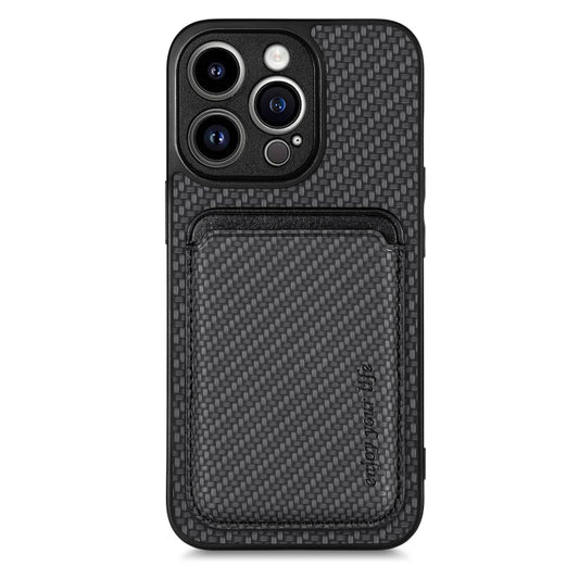 For iPhone 13 Pro Carbon Fiber Leather Card Magsafe Magnetic Phone Case(Black) - iPhone 13 Pro Cases by buy2fix | Online Shopping UK | buy2fix