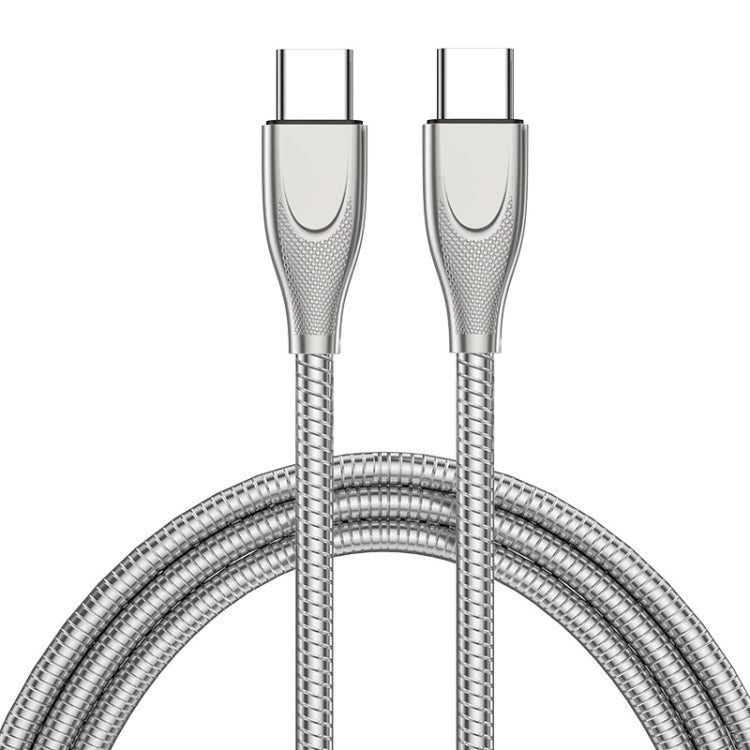 ENKAY ENK-CB130 2m PD100W Type-C to Type-C Carbon Steel Hose Spring Fast Charging Data Cable with E-Marker Chip(Silver) - USB-C & Type-C Cable by ENKAY | Online Shopping UK | buy2fix