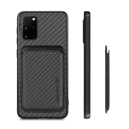 For Samsung Galaxy S20+ Carbon Fiber Leather Card Magsafe Magnetic Phone Case(Black) - Galaxy Phone Cases by buy2fix | Online Shopping UK | buy2fix